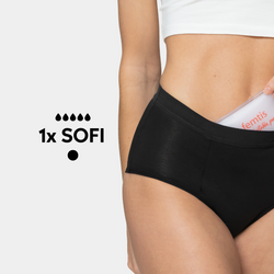 Period Panty - SOFI Highwaist + 2 Fempads - black