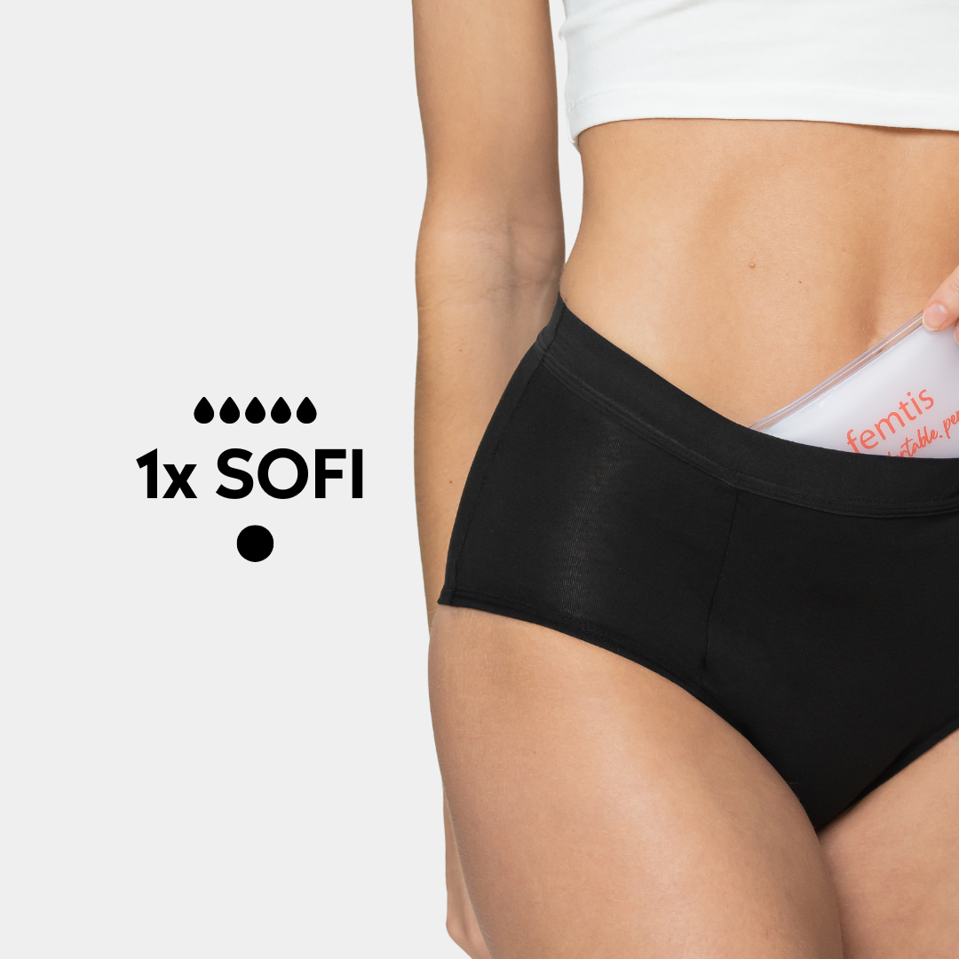 Period Panty - SOFI Highwaist + 2 Fempads - black